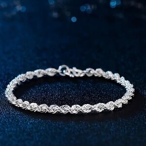 🆕New 925 Silver Twisted Rope Bracelet